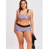 Plus Size Printed Strappy Bikini with Tank Top