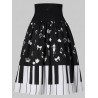 Piano Key Print Lace Up Skirt