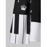 Piano Key Print Lace Up Skirt