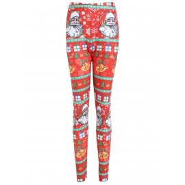 Plus Size Christmas Santa Claus Bell Print Leggings