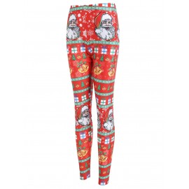 Plus Size Christmas Santa Claus Bell Print Leggings