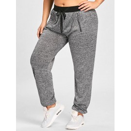 Plus Size Zipper Embellished Drawstring Waist Jogger Pants