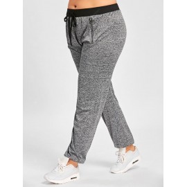 Plus Size Zipper Embellished Drawstring Waist Jogger Pants