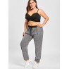 Plus Size Zipper Embellished Drawstring Waist Jogger Pants