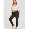 Plus Size Sheer Mesh Panel Workout Leggings