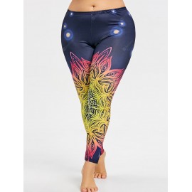 Plus Size Colored Pattern Yoga Leggings