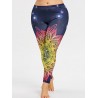 Plus Size Colored Pattern Yoga Leggings