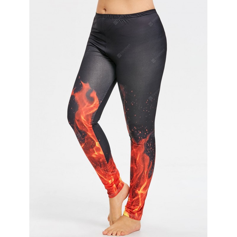 Plus Size Fire Pattern Yoga Tights