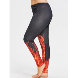 Plus Size Fire Pattern Yoga Tights