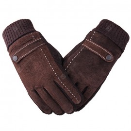 Touch Screen Pigskin Gloves Cycling Motorcycle Winter Thickening Plus Warm Gloves