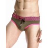 Stylish Mesh Hem Design Color Block Spliced Swimming Briefs For Men