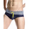 Stylish Color Block Spliced Drawstring Waistband Swimming Briefs For Men