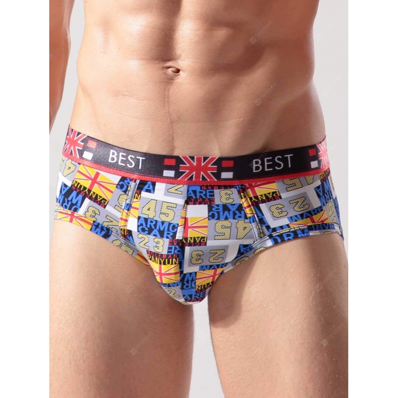 Union Jack Number Print Brief Swimwear