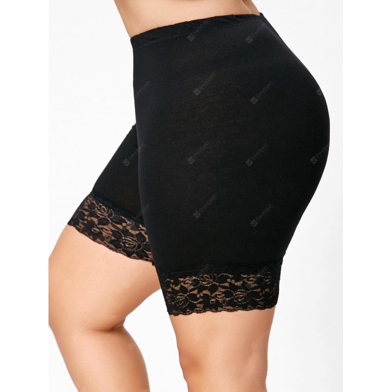 Plus Size Lace Insert Short Leggings