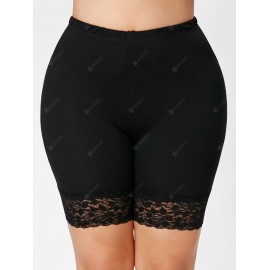 Plus Size Lace Insert Short Leggings