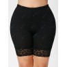 Plus Size Lace Insert Short Leggings