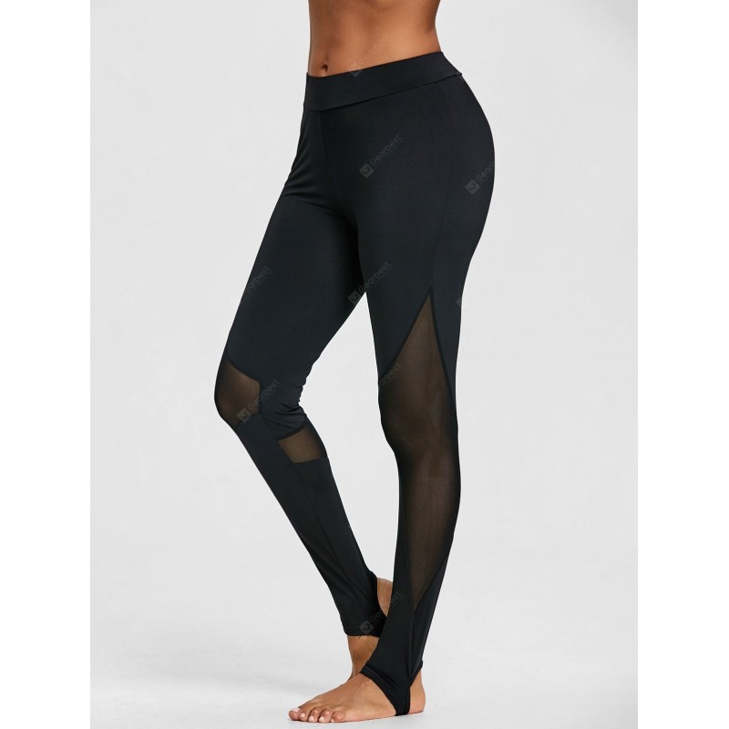 Sheer Mesh Panel Sports Stirrup Leggings