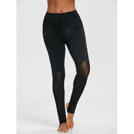 Sheer Mesh Panel Sports Stirrup Leggings