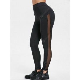 Sheer Mesh Insert High Waisted Yoga Pants