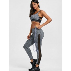 Space Dye Sheer Mesh Panel Sports Leggings