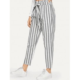 Women's Loose Wide Stripe Ninth Pants