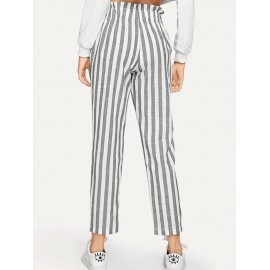 Women's Loose Wide Stripe Ninth Pants