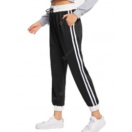 Women's Black and White Striped Pants