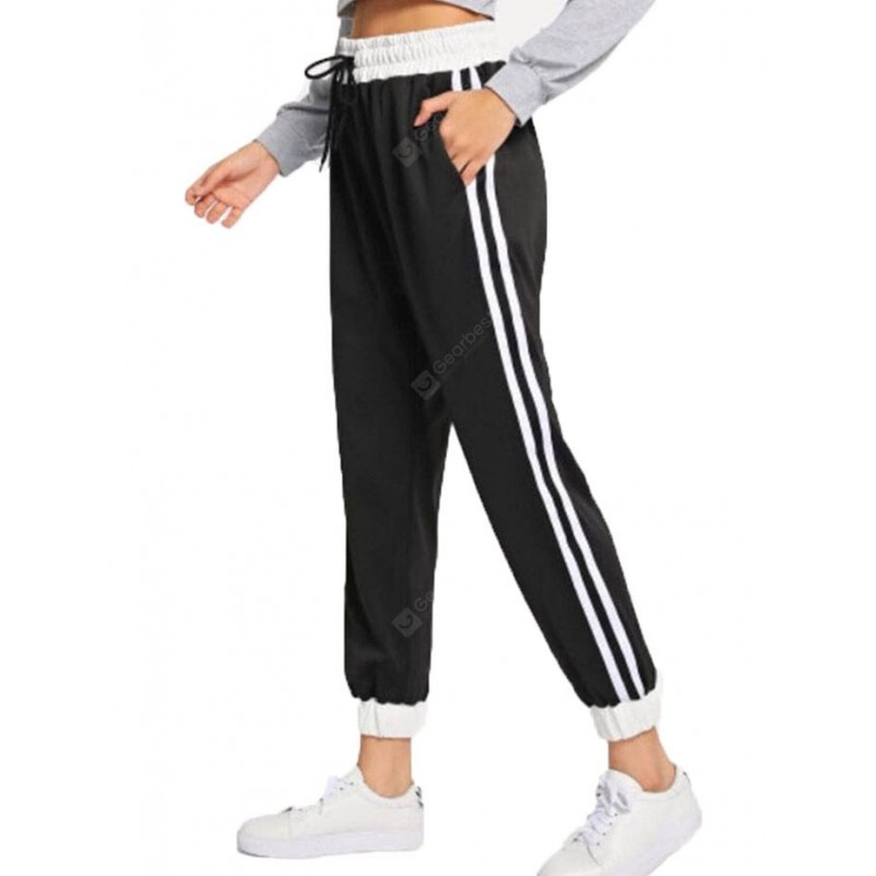 Women's Black and White Striped Pants