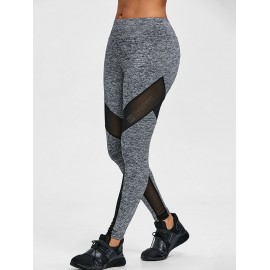 Sheer Mesh Panel High Waist Workout Leggings