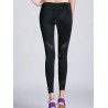 Stylish Elastic Waist Skinny Voile Spliced Yoga Pants For Women