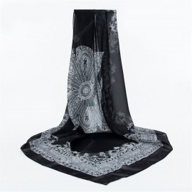 Women Chiffon Thin Floral Printing Silk Scarf