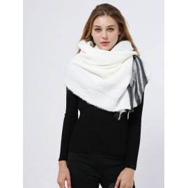 Winter Stripe Pattern Fringed Shawl Wrap Pashmina