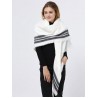 Winter Stripe Pattern Fringed Shawl Wrap Pashmina