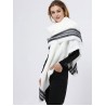 Winter Stripe Pattern Fringed Shawl Wrap Pashmina