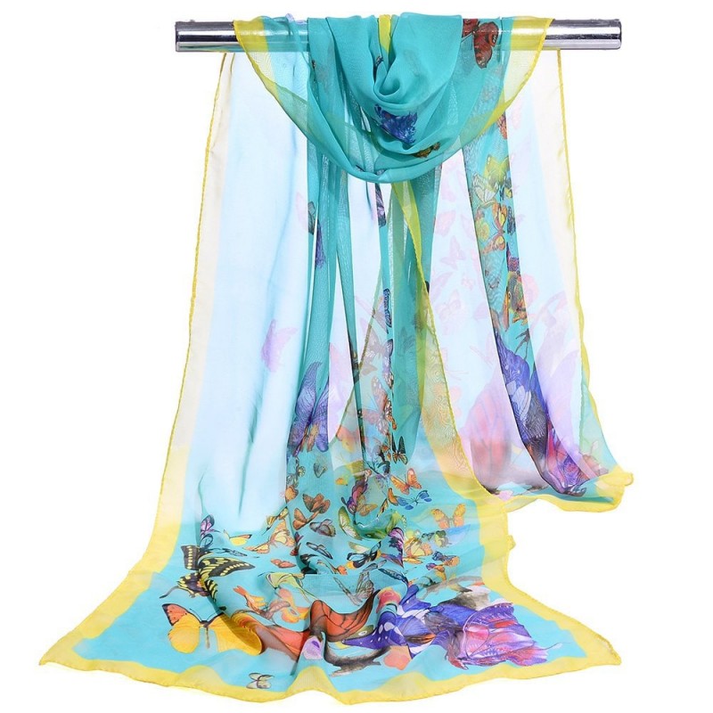 Simple Flying Butterflies Pattern Chiffon Silky Scarf