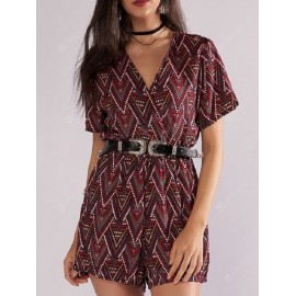 Women's Jumpsuit National Wind Print Short-sleeved