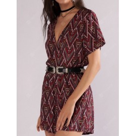 Women's Jumpsuit National Wind Print Short-sleeved