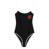 Rose Embroidered Patches Contrasting Bodysuit