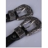 Trousers Wear Emboss Double Buckle Belt