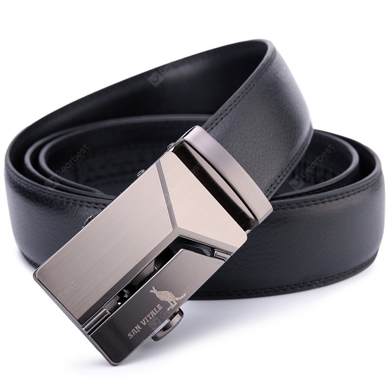 SAN VITALE Luxury Design Black Adjustable Buckle Men Belt