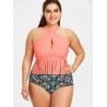 Plus Size Floral Print Fringed Bikini Set