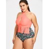 Plus Size Floral Print Fringed Bikini Set