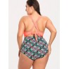 Plus Size Floral Print Fringed Bikini Set