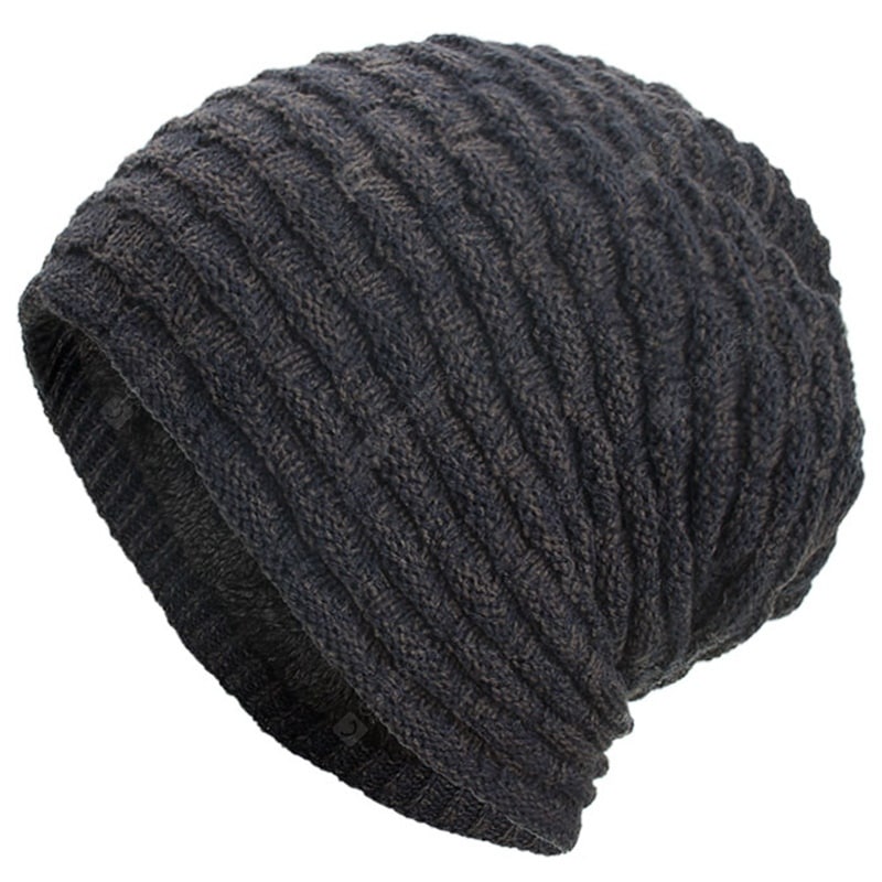 Plus Velvet Chaotic Small Horizontal Strip Head Sweater Cap