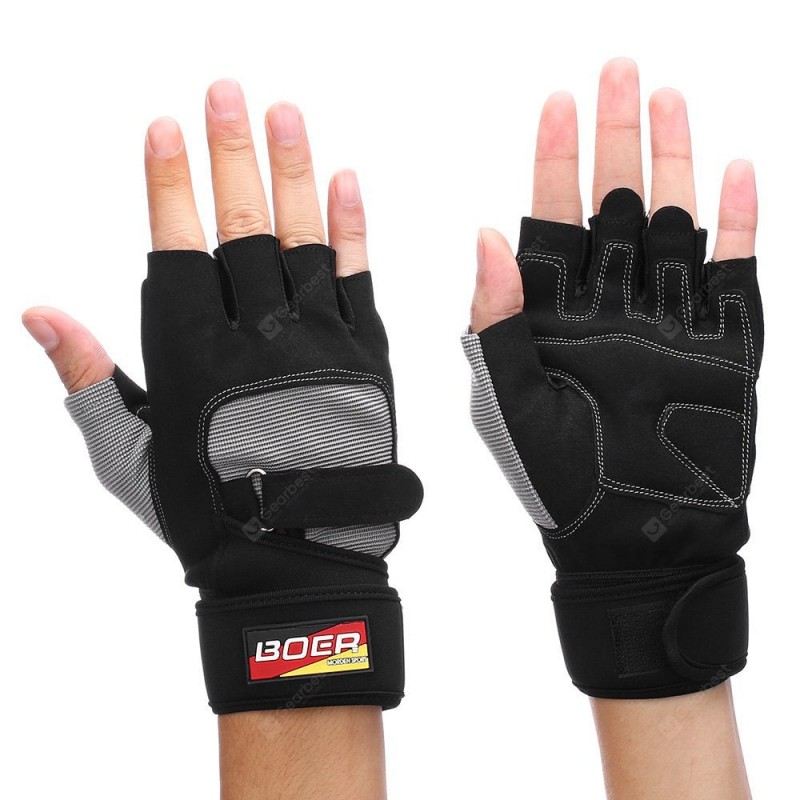 Pair of BOER Men Half-finger Cycling Sports Exercise Gloves