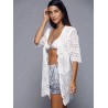 Openwork Row Edged Floral Lace Kimono Cover-Up