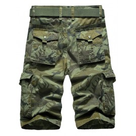 Zip Fly Multi Pockets Camo Cargo Shorts