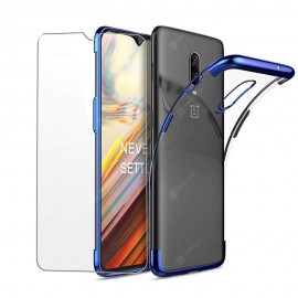 Soft Full Plating TPU Cover with Tempered Glass Screen Protector for OnePlus 6T