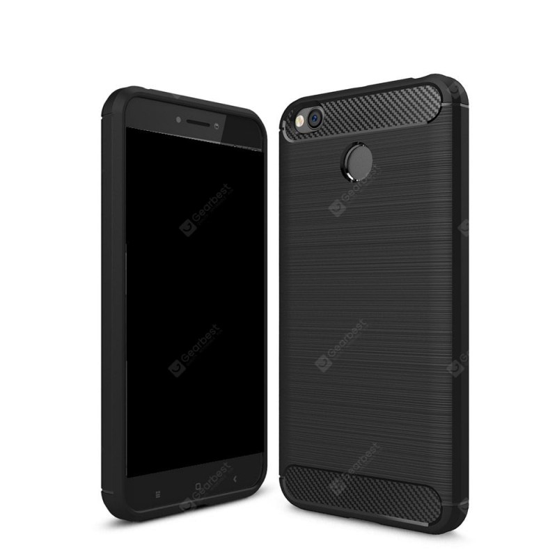 Wkae Solid Color Carbon Fiber Texture TPU Soft Protective Case for Xiaomi Redmi 4X