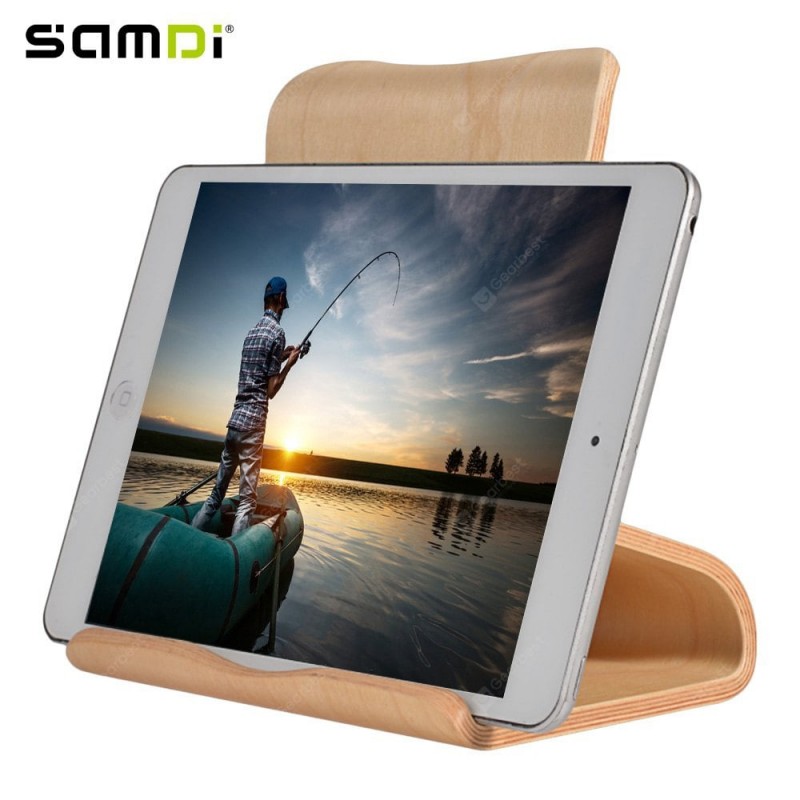 SAMDI Wood Tablet Computer Holder Wooden Stand for iPad